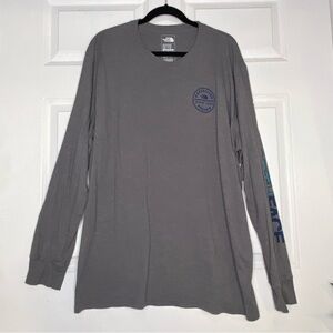 The North Face Long Sleeve EXPEDITION PROVEN Logo Tee Grey Blue Size XXL